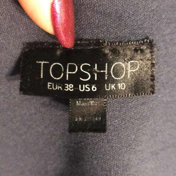 Topshop Long Vest Open Zippered Pockets Raw Edge Size 6 Navy Notch Lapel - Picture 9 of 11